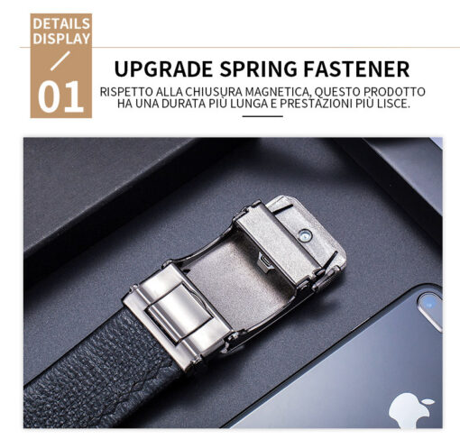 BULLCAPTAIN Bright Surface Belt for Men Genuine Leather Belt with Automatic Buckle - Image 6