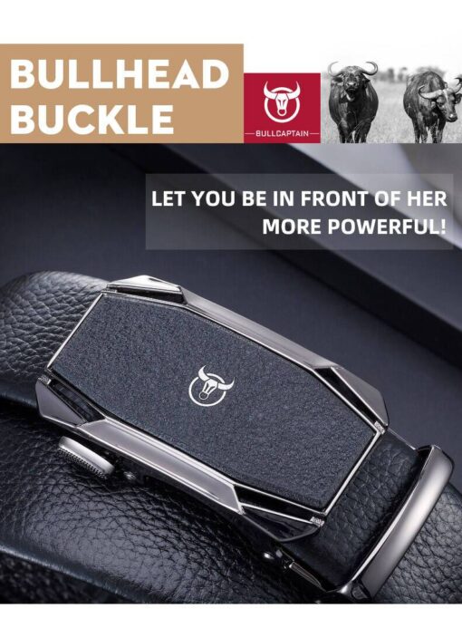 BULLCAPTAIN Belt for Men Genuine Leather Belt with Automatic Buckle Elegant Gift Box - Image 3