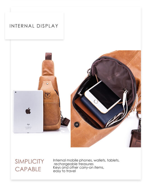 Bull Captain Crossbody Bag Genuine Leather Men Sling Chest Bags - Image 10