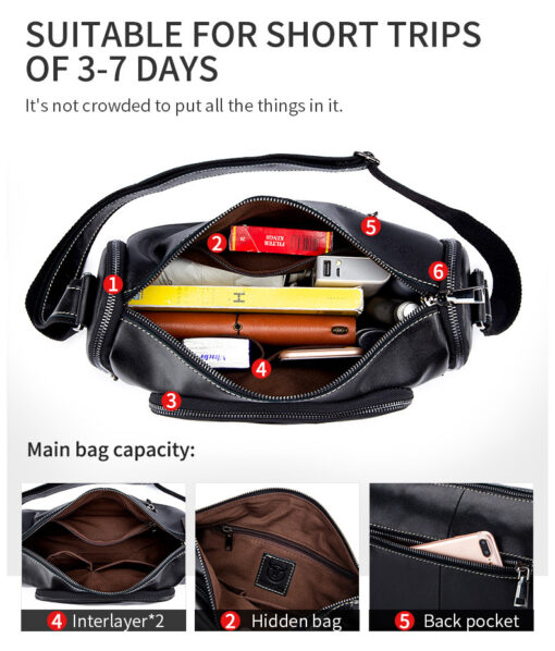 Bull Captain Leather Men Shoulder Crossbody Bag Outdoor Messenger Bag - Image 9
