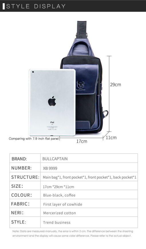 BULL CAPTAIN Genuine Leather Sling Bag Men crossbody Chest Bags - Image 5