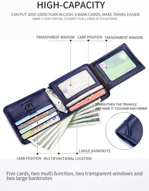 Bullcaptain Men Retro Minimalist Fashion Cowhide 12 Card Slots No Zipper Wallet - Image 21