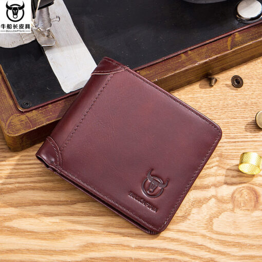 Bullcaptain Men Retro Minimalist Fashion Cowhide 12 Card Slots No Zipper Wallet - Image 3