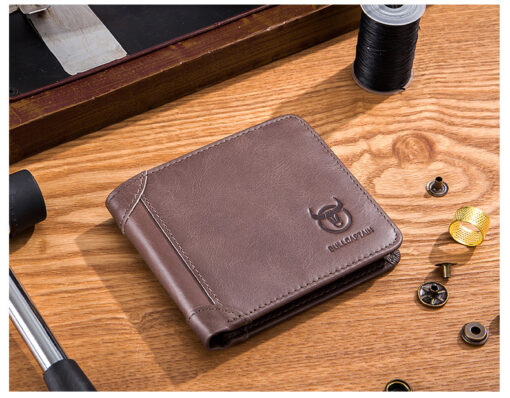 Bullcaptain Men Retro Minimalist Fashion Cowhide 12 Card Slots No Zipper Wallet - Image 7