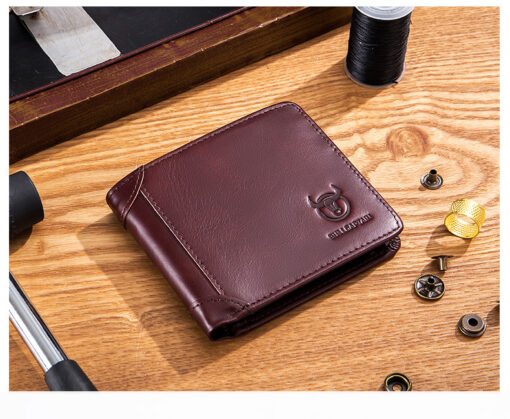 Bullcaptain Men Retro Minimalist Fashion Cowhide 12 Card Slots No Zipper Wallet - Image 14