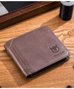 Bullcaptain Men Retro Minimalist Fashion Cowhide 12 Card Slots No Zipper Wallet