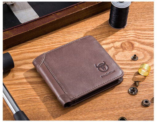 Bullcaptain Men Retro Minimalist Fashion Cowhide 12 Card Slots No Zipper Wallet