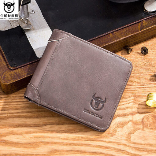 Bullcaptain Men Retro Minimalist Fashion Cowhide 12 Card Slots No Zipper Wallet - Image 16