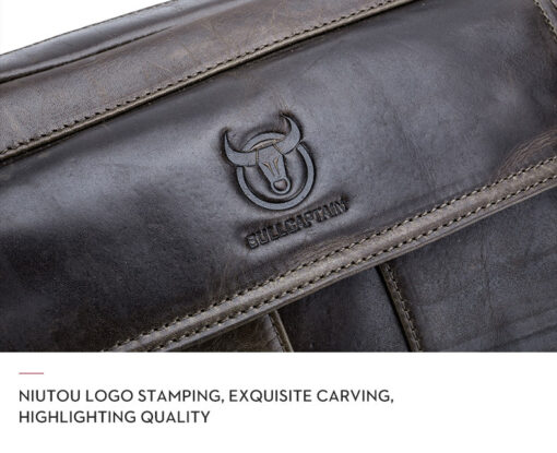 Bullcaptain Wax Oil Cow Leather Retro Business Briefcase Crossbody Shoulder Bag - Image 7