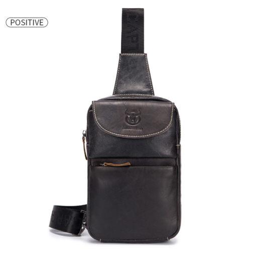 Bull Captain Genuine Leather Men Sling Chest Bag Crossbody Bags - Image 8