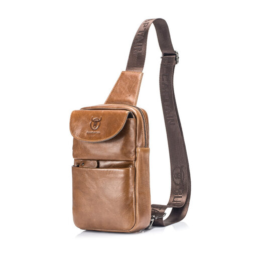Bull Captain Genuine Leather Men Sling Chest Bag Crossbody Bags