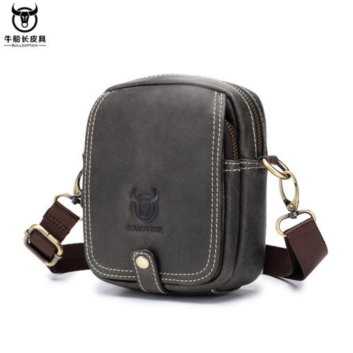 Bull Captain Men Waist packs Genuine Leather Cell Phone belt Waist Small Bag - Image 4