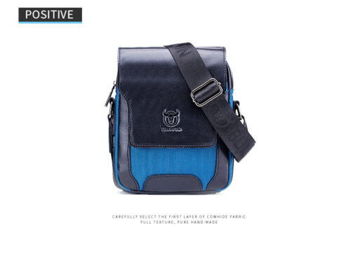 Bullcaptain Men Genuine Leather Bag Patchwork Cowhide Crossbody Bag - Image 8