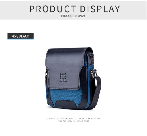 Bullcaptain Men Genuine Leather Bag Patchwork Cowhide Crossbody Bag - Image 9