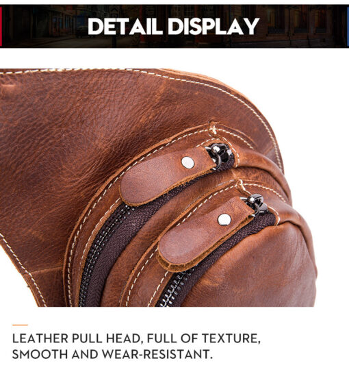 Bull Captain Leather Crossbody Bag for Men Chest Bag Vintage - Image 9