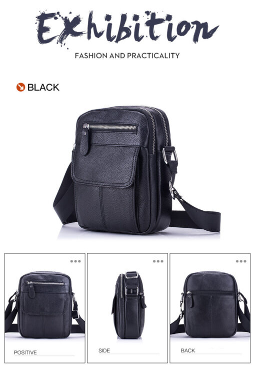 Bull Captain Genuine Leather Bag Cowhide Business Men Messenger Shoulder Bags - Image 5