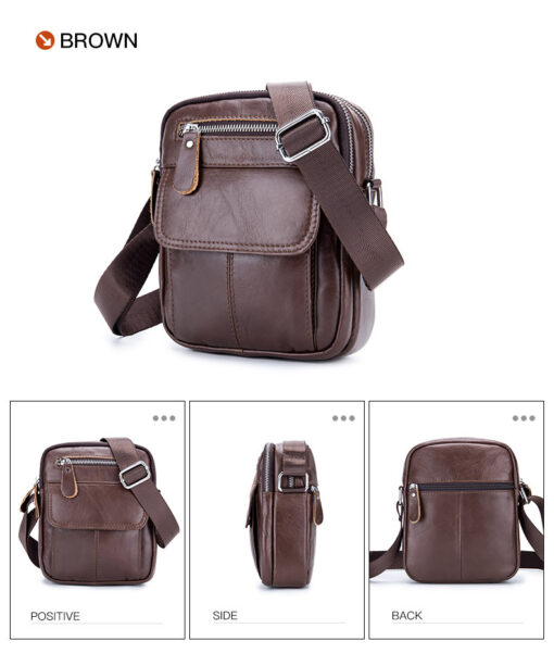 Bull Captain Genuine Leather Bag Cowhide Business Men Messenger Shoulder Bags - Image 7