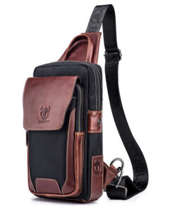 BULL CAPTAIN Genuine Leather Sling Bag Men crossbody Chest Bags