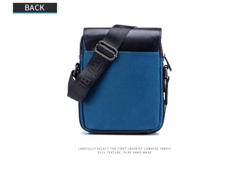 Bullcaptain Men Genuine Leather Bag Patchwork Cowhide Crossbody Bag - Image 13