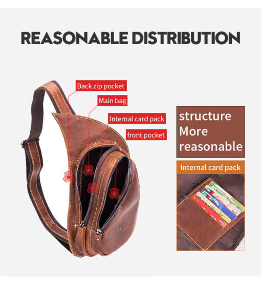 Bull Captain Leather Crossbody Bag for Men Chest Bag Vintage - Image 7