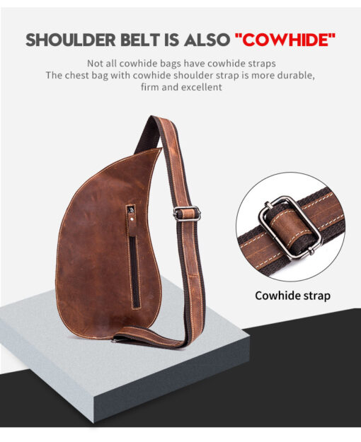 Bull Captain Leather Crossbody Bag for Men Chest Bag Vintage - Image 8