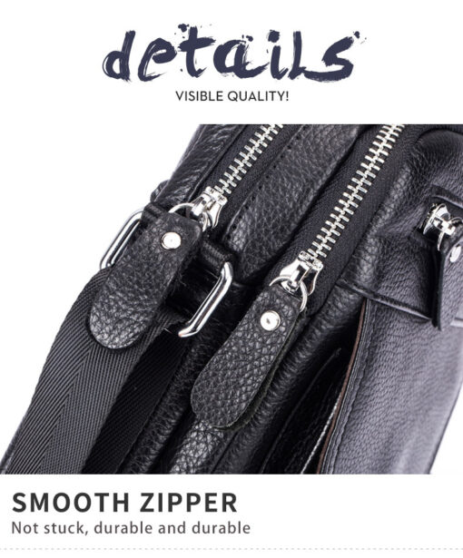 Bull Captain Genuine Leather Bag Cowhide Business Men Messenger Shoulder Bags - Image 9