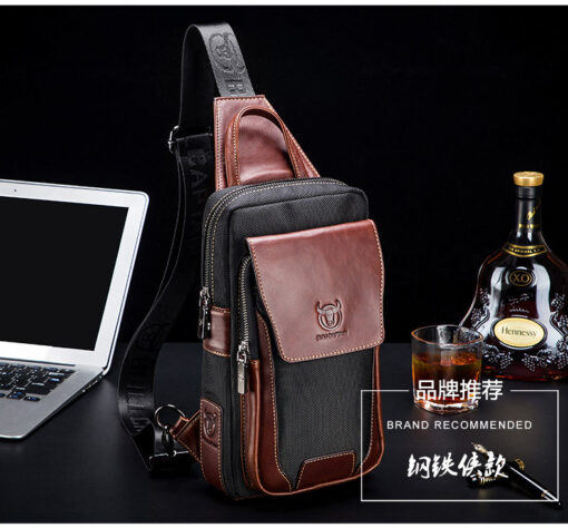 BULL CAPTAIN Genuine Leather Sling Bag Men crossbody Chest Bags - Image 7