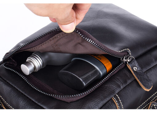 Bull Captain Men Bags Shoulder Leather Sling Cross Body Bag Chest Pack - Image 8