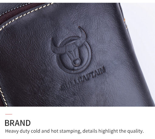 Bull Captain Men Bags Shoulder Leather Sling Cross Body Bag Chest Pack - Image 11
