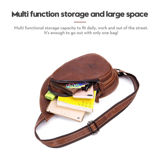 Bull Captain Leather Crossbody Bag for Men Chest Bag Vintage - Image 4