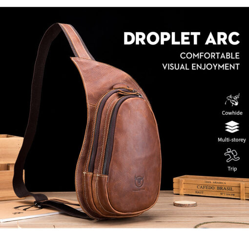 Bull Captain Leather Crossbody Bag for Men Chest Bag Vintage - Image 5