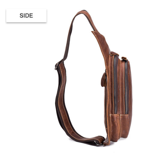 Bull Captain Leather Crossbody Bag for Men Chest Bag Vintage - Image 6