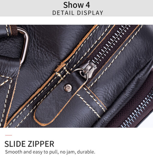 Bull Captain Men Bags Shoulder Leather Sling Cross Body Bag Chest Pack - Image 14