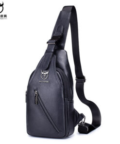 Bull Captain Men Crossbody Sling Chest bag Leather Backpack