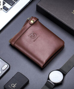 Bullcaptain Men Genuine Leather RFID Blocking 8 Card Holder Zipper Wallet 2