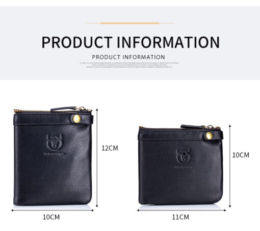 Bullcaptain Men Genuine Leather RFID Blocking 8 Card Holder Zipper Wallet 2 - Image 12