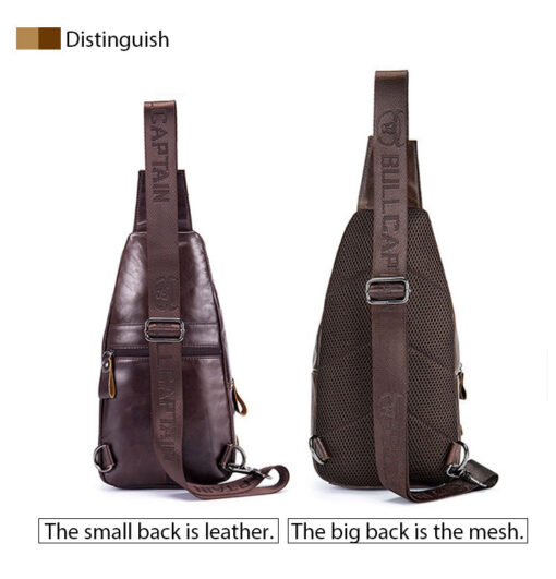 Bull Captain Men Shoulder Bag Backpack Leather Casual Cross Body Bag - Image 13