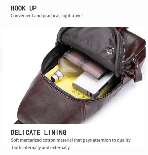 Bull Captain Men Shoulder Bag Backpack Leather Casual Cross Body Bag - Image 14