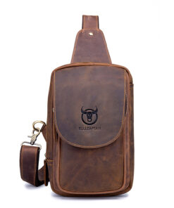 Bull Captain Crossbody Bag Crazy Horse Leather Men Sling Chest Bags