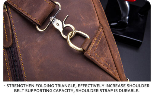 Bull Captain Crossbody Bag Crazy Horse Leather Men Sling Chest Bags - Image 5