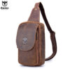 Bull Captain Crossbody Bag Crazy Horse Leather Men Sling Chest Bags - Image 7