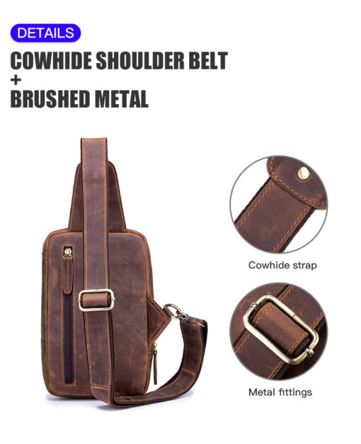 Bull Captain Crossbody Bag Crazy Horse Leather Men Sling Chest Bags - Image 10