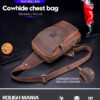Bull Captain Crossbody Bag Crazy Horse Leather Men Sling Chest Bags - Image 16