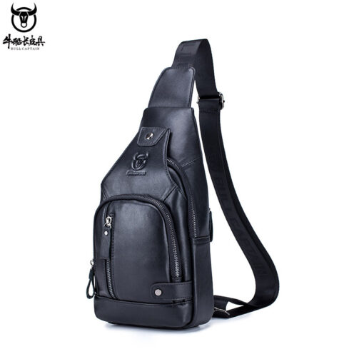 Bull Captain Leather Men Sling Bags Travel Crossbody Chest Bag Hiking - Image 10