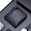 Bullcaptain Men Genuine Leather RFID Blocking 8 Card Holder Zipper Wallet 1 - Image 3