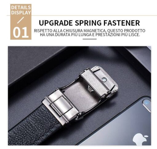 BULLCAPTAIN Belt for Men Genuine Leather Belt with Automatic Buckle Elegant Gift Box - Image 4
