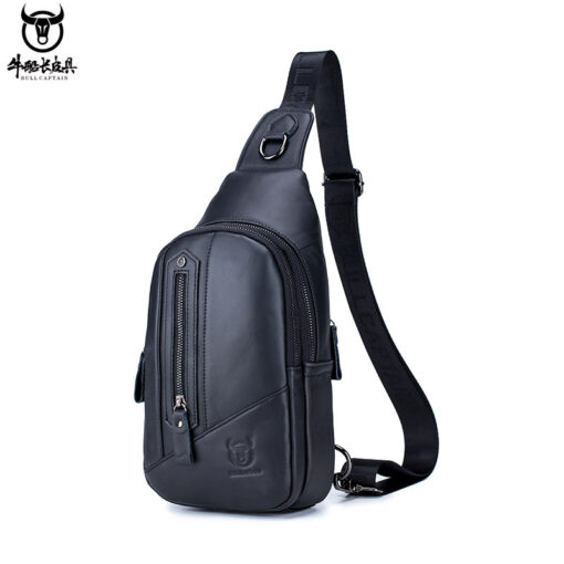 Bullcaptain Genuine Leather Business Casual Chest Bag Crossbody Bag - Image 12