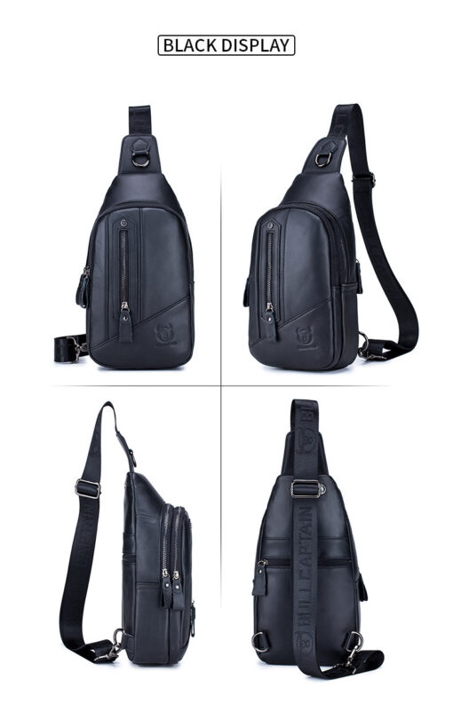 Bullcaptain Genuine Leather Business Casual Chest Bag Crossbody Bag - Image 13