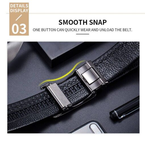 BULLCAPTAIN Belt for Men Genuine Leather Belt with Automatic Buckle Elegant Gift Box - Image 6