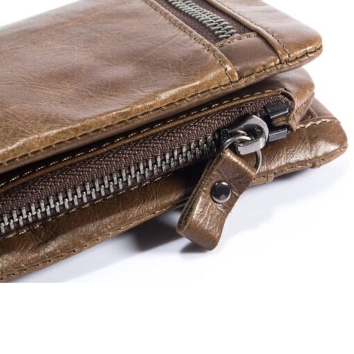 Bull Captain Men??s Genuine Leather Wallet Bifold Zippers Purse - Image 13